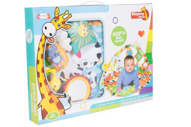 Centru de activitati tip Covoras Interactiv premium IDL Play Bebe , Pentru bebelusi, dezvolta abilitati motorii, stimuleaza simturile, Multitudine de accesori , Oglinda pentru copil