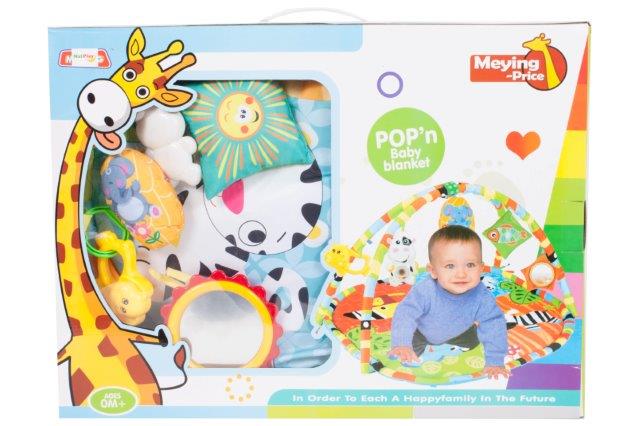 Centru de activitati tip Covoras Interactiv premium IDL Play Bebe , Pentru bebelusi, dezvolta abilitati motorii, stimuleaza simturile, Multitudine de accesori , Oglinda pentru copil