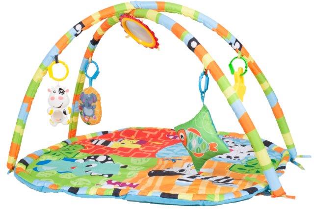 Centru de activitati tip Covoras Interactiv premium IDL Play Bebe , Pentru bebelusi, dezvolta abilitati motorii, stimuleaza simturile, Multitudine de accesori , Oglinda pentru copil