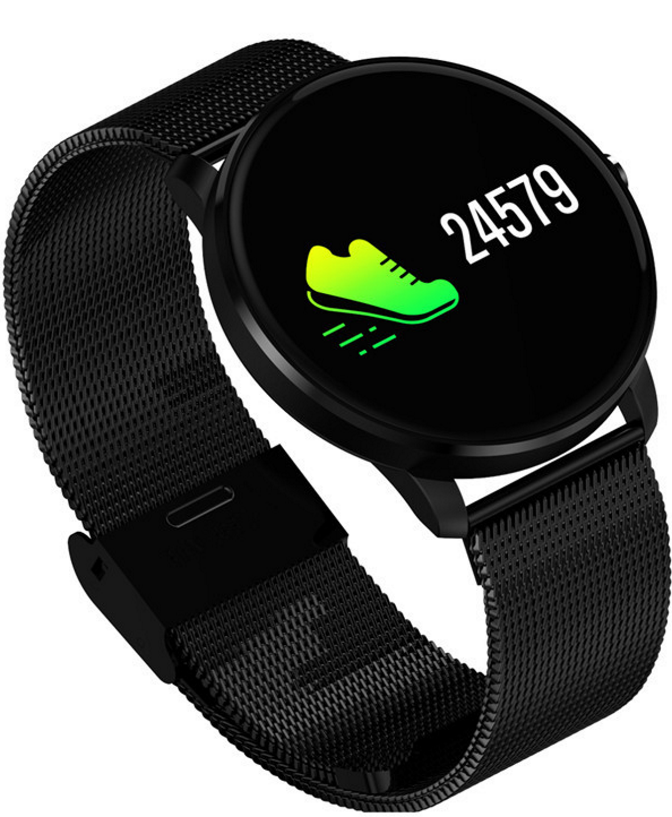 Ceas Smartwach Crimson 2018 plus, display color curea metalica, design elegant, G-senzor, Monitorizare bataile inimii, Android/ios, culoare negru