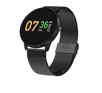 Ceas Smartwach ChromeFit, Design Elegant, G-Senzor, Monitorizare Batai Inima, Pedometru, Compatitbil Android & iOS, Curea Metalica Neagra, Display Color, Negru