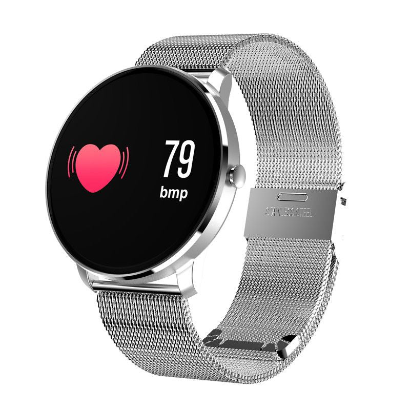 Ceas Smartwach ChromeFit, Design Elegant, G-Senzor, Monitorizare Batai Inima, Pedometru, Compatitbil Android & iOS, Curea Metalica Argintie, Display Color, Argintiu