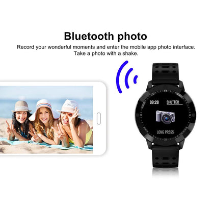 Ceas Smartwatch IDL Crimson Runner cu Bratara de Silicon Neagra si Moduri Sportive, Alergat, Mers, Ciclism, Alerta Apeluri, Senzor Citire Puls, Notificari Social Media, Culoare Negru