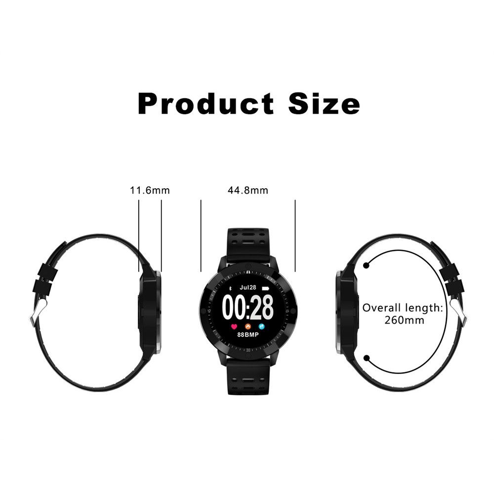 Ceas Smartwatch IDL Crimson Runner cu Bratara de Silicon Neagra si Moduri Sportive, Alergat, Mers, Ciclism, Alerta Apeluri, Senzor Citire Puls, Notificari Social Media, Culoare Negru