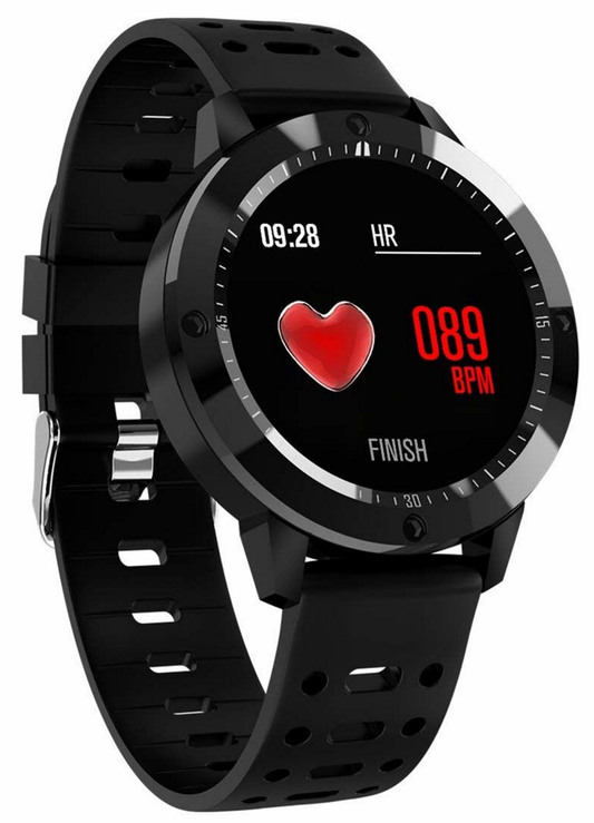 Ceas Smartwatch IDL Crimson Runner cu Bratara de Silicon Neagra si Moduri Sportive, Alergat, Mers, Ciclism, Alerta Apeluri, Senzor Citire Puls, Notificari Social Media, Culoare Negru