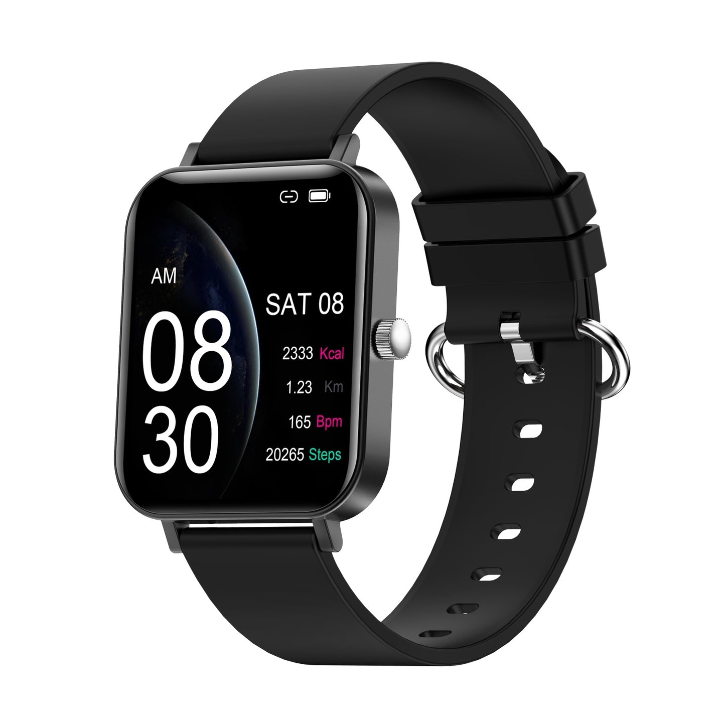 Ceas SmartWatch New Generation idealStore, Ecran Tactil 1.69 inch, IP68, Senzor Ritm Cardiac, Monitorizarea Oxigenului, Tensiunea Arteriala, Menstruatia, Notificari, Negru