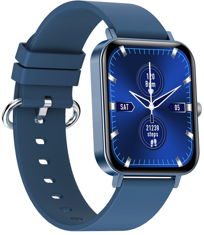 Ceas SmartWatch New Generation idealStore, Ecran Tactil 1.69 inch, IP68, Senzor Ritm Cardiac, Monitorizarea Oxigenului, Tensiunea Arteriala, Notificari, Albastru