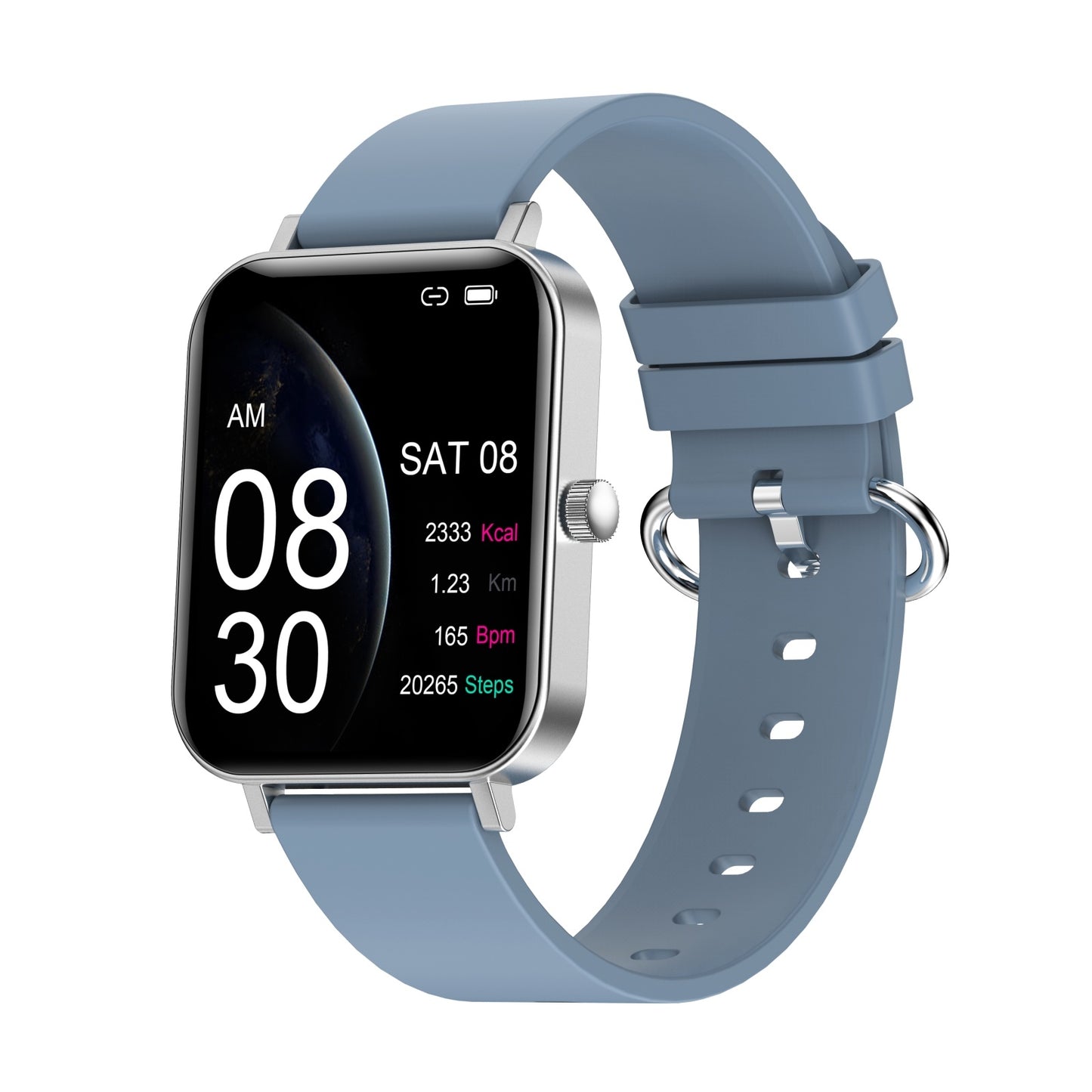 Ceas SmartWatch New Generation idealStore, Ecran Tactil 1.69 inch, IP 68, Senzor Ritm Cardiac, Monitorizarea Oxigenului, Tensiunea Arteriala, Menstruatia, Pedometru, Notificari, Gri