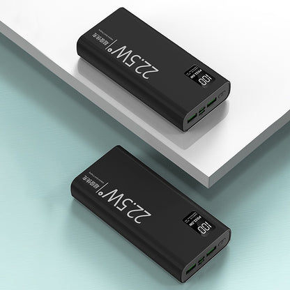 Baterie Externa Super Charge IdealStore, Capacitate 20.000 mAh, Display LED procentaj baterie, Detine 4 iesiri, 2 Iesiri USB, 1 Iesire type-C, 1 Iesire Micro-USB Incarcare rapida, Tensiune iesire 5V-2A, Black Edition Power Bank