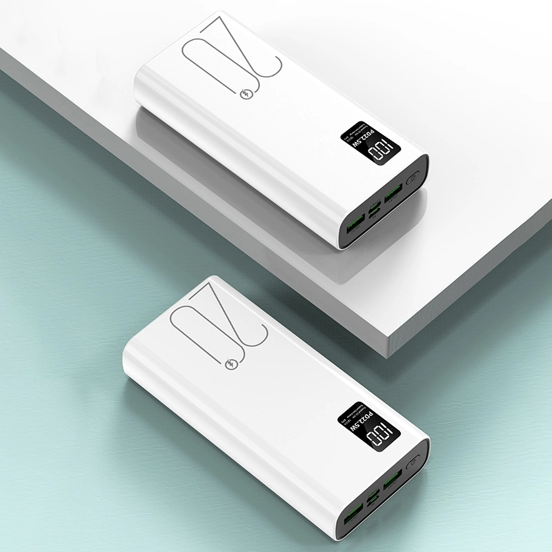 Baterie Externa Super Charge IdealStore, Capacitate 20.000 mAh, Display LED procentaj baterie, Detine 4 iesiri, 2 Iesiri USB, 1 Iesire type-C, 1 Iesire Micro-USB Incarcare rapida, Tensiune iesire 5V-2A, White Edition Power Bank