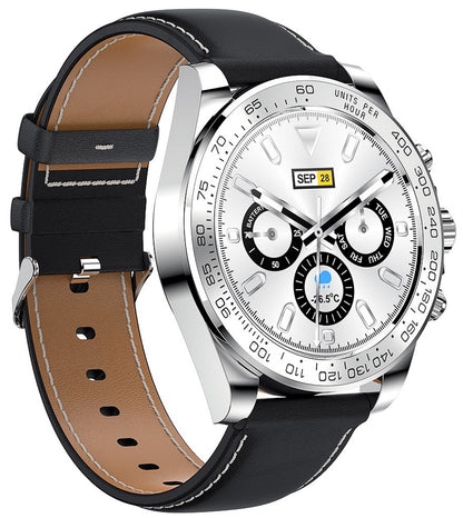 Smartwatch CharmPiele Silver IdealStore, Cadran din otel inoxidabil, Ecran tactil de 1.3 inch rezistent la apa, Monitorizare Ritm cardiac, Calorii, conectivitate Android sau IOS pentru aplicatii precum Whatsapp/Facebook