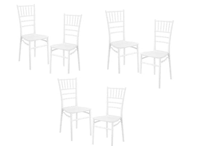 Set 6 Scaune Chiavari Premium ALB idealSTORE, Dimensiuni 87 x 43 x 47 cm, Spatar Inalt, Sezut Ergonomic, Design Elegant, Plastic Rezistent la Uzura, Pete, UV, Umezeala, Inghet, Temperaturi Mari, Sarcina 150 KG, Usor de Curatat