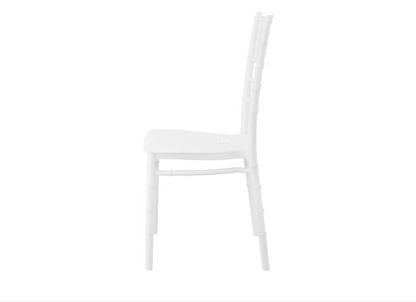 Set 6 Scaune Chiavari Premium ALB idealSTORE, Dimensiuni 87 x 43 x 47 cm, Spatar Inalt, Sezut Ergonomic, Design Elegant, Plastic Rezistent la Uzura, Pete, UV, Umezeala, Inghet, Temperaturi Mari, Sarcina 150 KG, Usor de Curatat