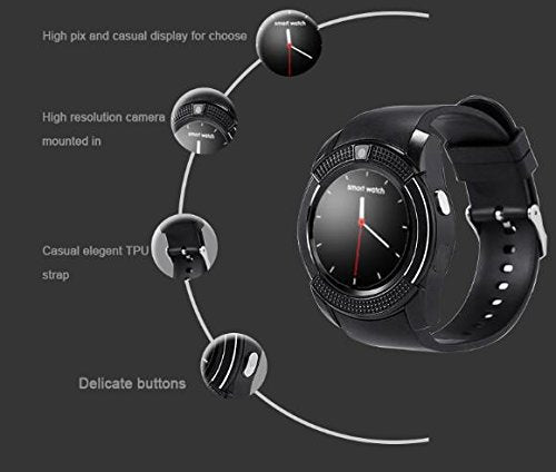 Ceas Smartwatch Chrono 8S Model 2018, Conectivitate Bluetooth 4.0, Camera foto, Functie Telefon, Ecran Lcd, Modul Anti Pierdere, Notificari pentru Facebook, Whatsapp, Sedentary remind, Black