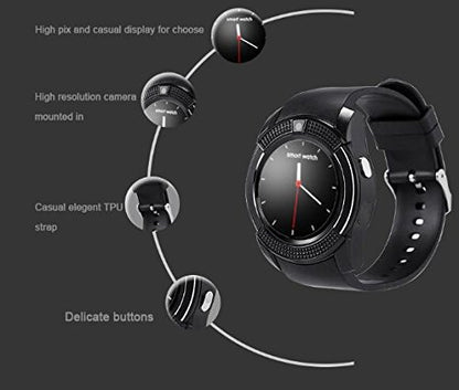 Ceas Smartwatch Chrono 8S Model 2018, Conectivitate Bluetooth 4.0, Camera foto, Functie Telefon, Ecran Lcd, Modul Anti Pierdere, Notificari pentru Facebook, Whatsapp, Sedentary remind, Black