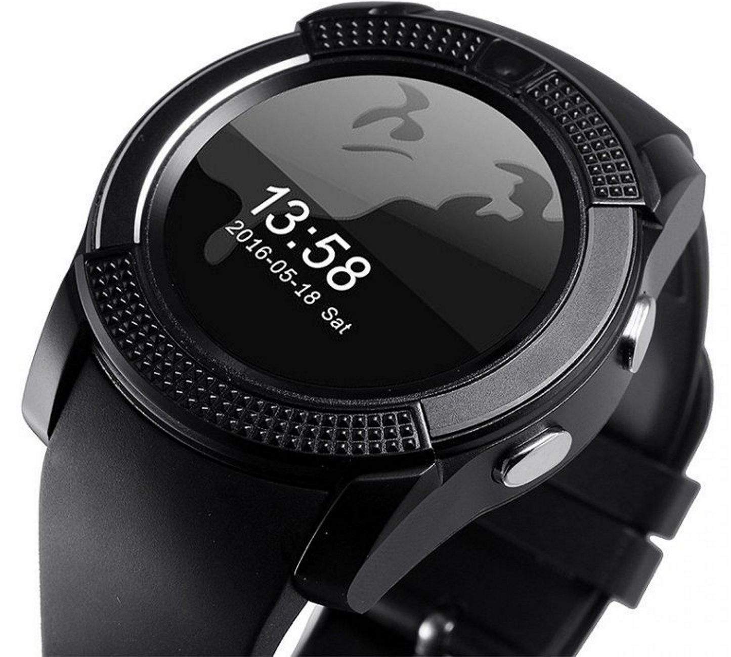 Ceas Smartwatch Chrono 8S Model 2018, Conectivitate Bluetooth 4.0, Camera foto, Functie Telefon, Ecran Lcd, Modul Anti Pierdere, Notificari pentru Facebook, Whatsapp, Sedentary remind, Black