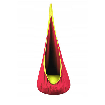 Hamac tip Cocon Suspendat pentru Curte sau Gradina, Capacitate 80 kg, Inaltime 140cm, Rosu/Galben