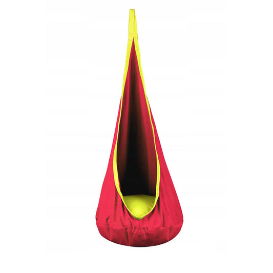 Hamac tip Cocon Suspendat pentru Curte sau Gradina, Capacitate 80 kg, Inaltime 140cm, Rosu/Galben