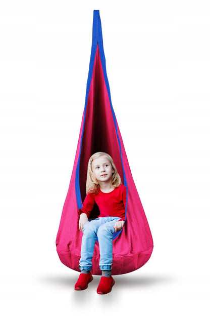 Hamac tip Cocon Suspendat pentru Curte sau Gradina, Capacitate 80 kg, Inaltime 140cm, Roz/Albastru