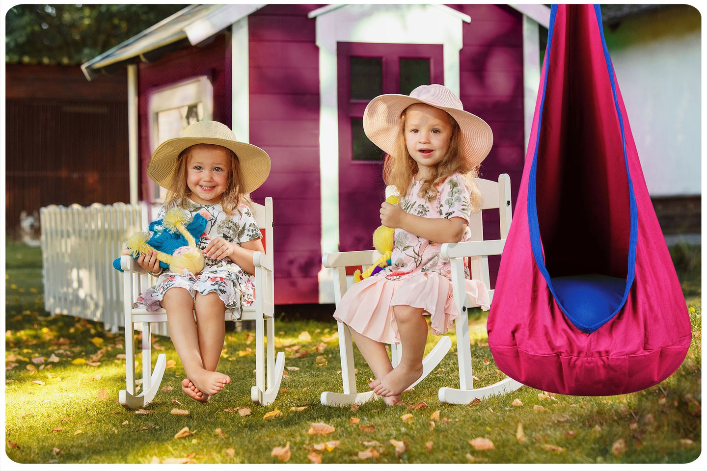 Hamac tip Cocon Suspendat pentru Curte sau Gradina, Capacitate 80 kg, Inaltime 140cm, Roz/Albastru