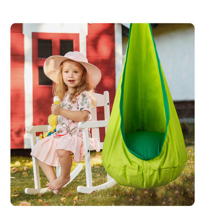 Hamac copii The Raven's Nest tip cocon idealSTORE Dimensiune 140 x 55 cm, Material solid, Include perna, Suport de suspendare, Carlig suplimentar, Ideal pentru camera, gradina sau terasa, Sarcina maxima 80 kg