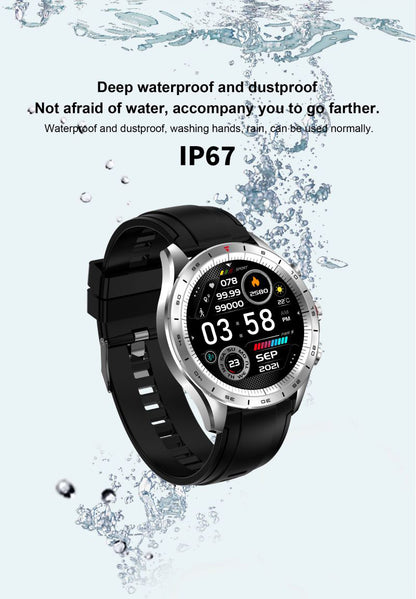 Ceas SmartWatch CONDE FiT idealSTORE, Ecran tactil complet, IOS/Android, Bluetooth, Monitorizare Ritm Cardiac Sport, Calorii, Somn, Tensiunea Arteriala, Vreme, IP 68, Music Control, Multi-sport, Apeluri, Culoare Negru