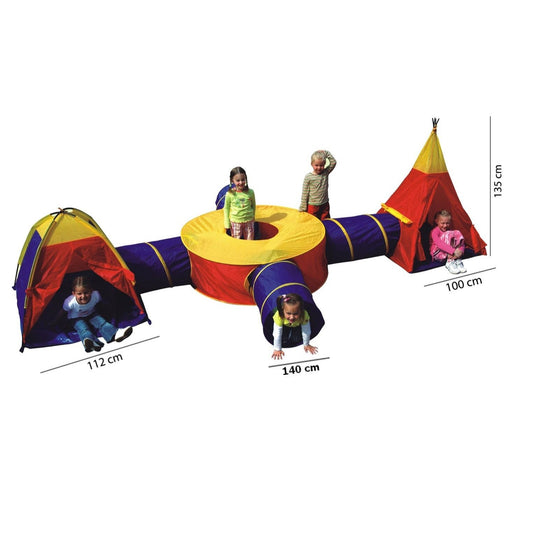 Cort de joaca 7-in-1 IDL, Castelul cu Povesti, Format dintr-un Cort tip Iglu, tip Indian, Patru corturi tip Tunel si un Cort tip Sens Giratoriu