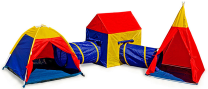 Cort de joaca IDL XXL, Format din 5 piese, Cort Iglu, Cabana Cort, 2 X Tunel, ideal in aer liber dar si in apartament