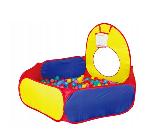 Cort de joaca pentru copii idealSTORE Pool Play, Dimensiuni 300 x 120 x 100 cm, Format din 3 piese, Proiectat pentru a fi folosit 100% pentru distractie+100 bile multicolore