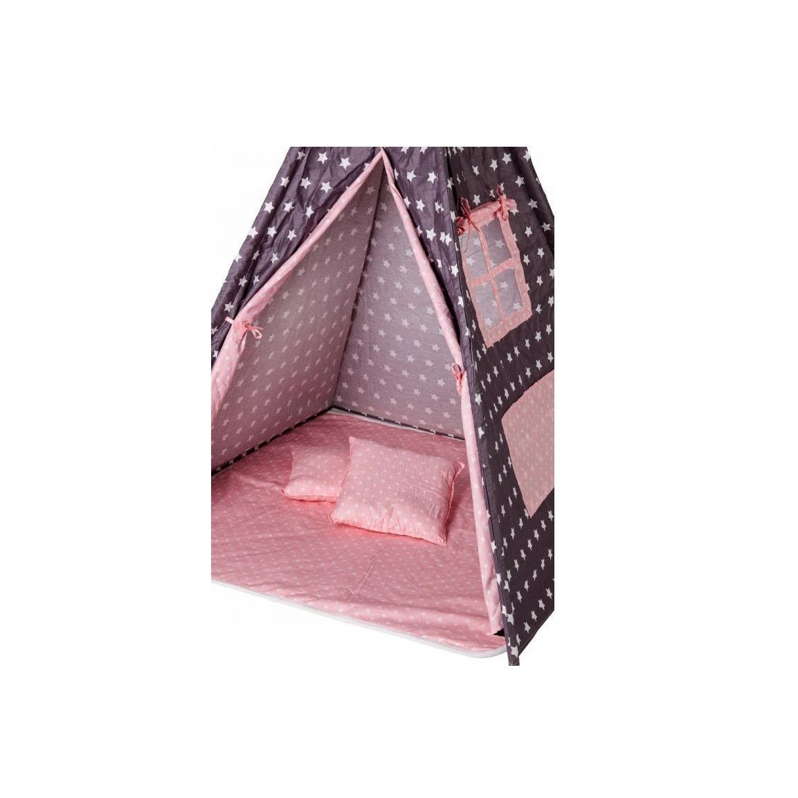 Cort si Spatiu de Joaca PREMIUM pentru copii IDL, Little Indian, Dimensiuni 160 x 100 x 100 cm, Accesorizat cu un Covor moale si 2 Perne, Incurajeaza joaca creativa oferind cadrul perfect care ajuta copilul sa isi dezvolte mintea si modul de gandire