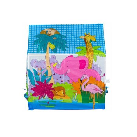 Cort de joaca pliabil, iPlay, Zoo, pentru copii, motive grafice, 95x72x102 cm