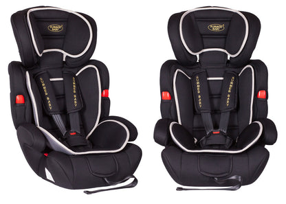 Scaun auto Profesional, BABY JOLIE COSMO IDL Collection, Pentru 3 grupe de greutate intre 9-36 Kg, Format din doua parti baza cu cotiere conturate si spatar, Tetiera reglabila, Echipat cu centura de siguranta cu prindere in 5 puncte, Negru