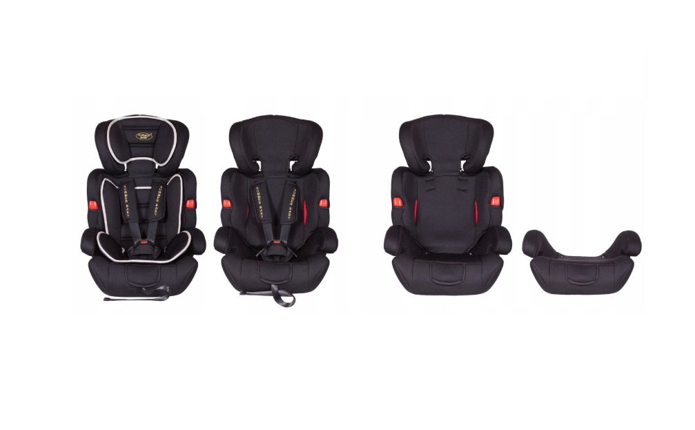 Scaun auto Profesional, BABY JOLIE COSMO IDL Collection, Pentru 3 grupe de greutate intre 9-36 Kg, Format din doua parti baza cu cotiere conturate si spatar, Tetiera reglabila, Echipat cu centura de siguranta cu prindere in 5 puncte, Negru