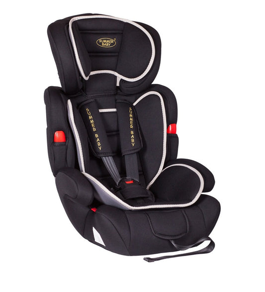 Scaun auto Profesional, BABY JOLIE COSMO IDL Collection, Pentru 3 grupe de greutate intre 9-36 Kg, Format din doua parti baza cu cotiere conturate si spatar, Tetiera reglabila, Echipat cu centura de siguranta cu prindere in 5 puncte, Negru