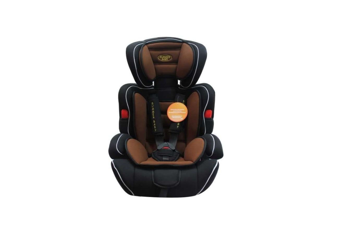 Scaun auto Profesional, BABY JOLIE COSMO IDL Collection, Pentru 3 grupe de greutate intre 9-36 Kg, Format din doua parti baza cu cotiere conturate si spatar, Tetiera reglabila, Echipat cu centura de siguranta cu prindere in 5 puncte, Maro