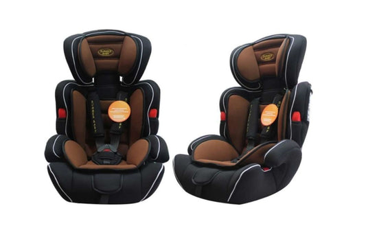 Scaun auto Profesional, BABY JOLIE COSMO IDL Collection, Pentru 3 grupe de greutate intre 9-36 Kg, Format din doua parti baza cu cotiere conturate si spatar, Tetiera reglabila, Echipat cu centura de siguranta cu prindere in 5 puncte, Maro