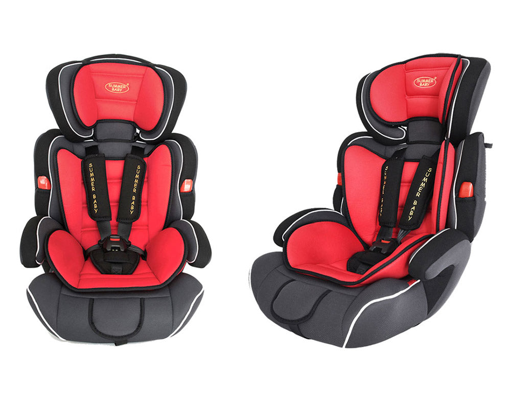 Scaun auto Profesional, BABY JOLIE COSMO IDL Collection, Pentru 3 grupe de greutate intre 9-36 Kg, Format din doua parti baza cu cotiere conturate si spatar, Tetiera reglabila, Echipat cu centura de siguranta cu prindere in 5 puncte, Rosu