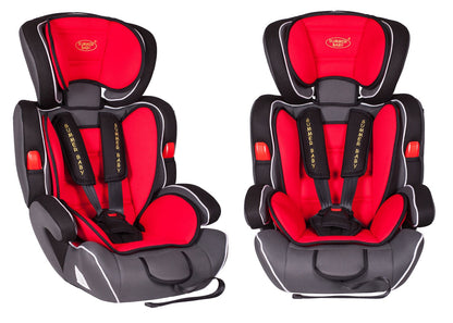 Scaun auto Profesional, BABY JOLIE COSMO IDL Collection, Pentru 3 grupe de greutate intre 9-36 Kg, Format din doua parti baza cu cotiere conturate si spatar, Tetiera reglabila, Echipat cu centura de siguranta cu prindere in 5 puncte, Rosu