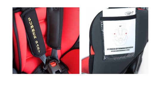 Scaun auto Profesional, BABY JOLIE COSMO IDL Collection, Pentru 3 grupe de greutate intre 9-36 Kg, Format din doua parti baza cu cotiere conturate si spatar, Tetiera reglabila, Echipat cu centura de siguranta cu prindere in 5 puncte, Rosu