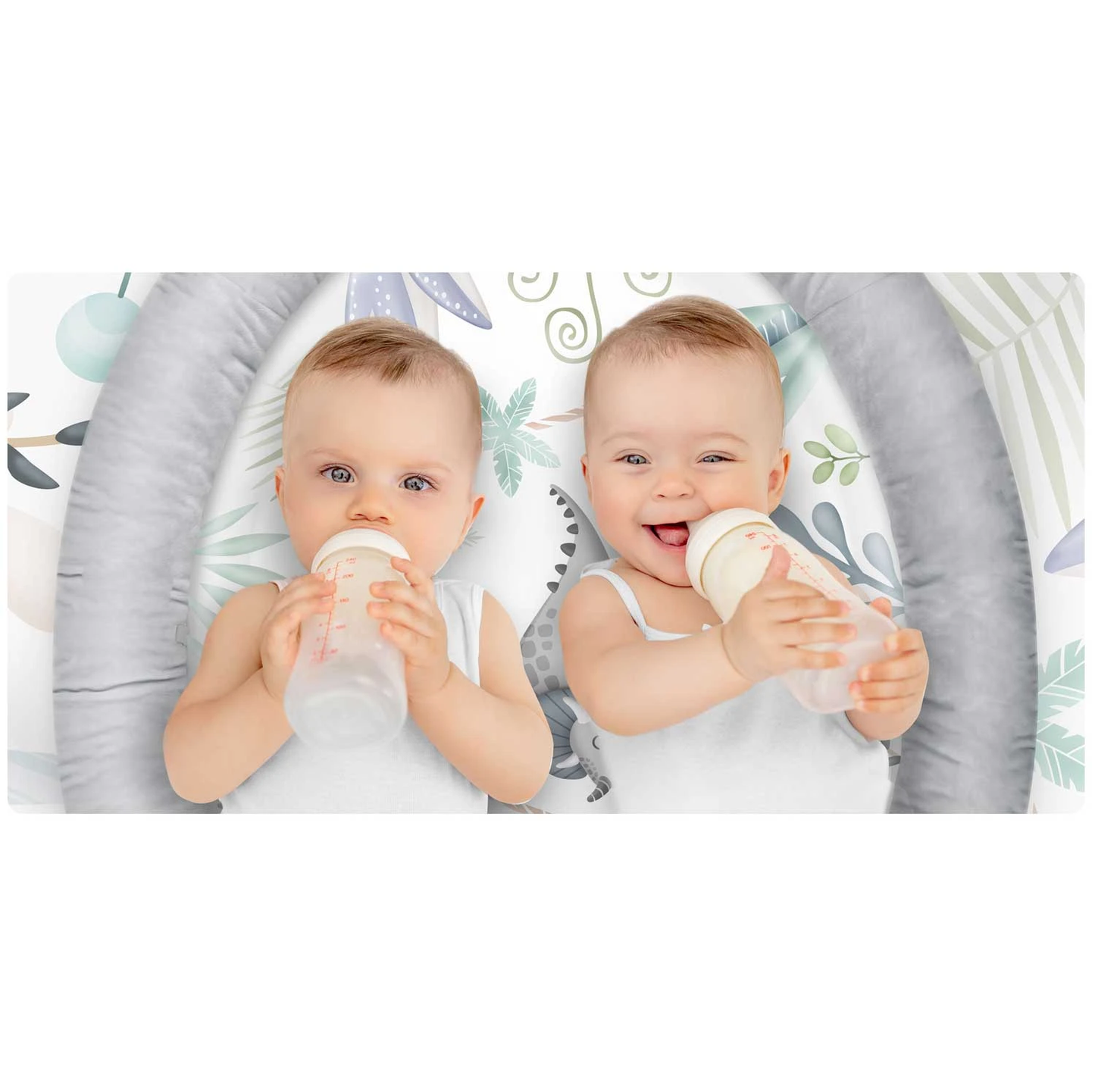 Salteluta interactiva pentru copii ideal STORE Be Happy, 7 jucarii incluse, perna cu suprafata moale, Sprijina dezvoltarea stimulilor vizuali si ofera provocari fizice care vor ajuta la dezvoltarea abilitatilor motorii, gri