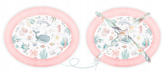 Salteluta interactiva pentru copii ideal STORE Be Happy, 7 jucarii incluse, perna cu suprafata moale, Sprijina dezvoltarea stimulilor vizuali si ofera provocari fizice care vor ajuta la dezvoltarea abilitatilor motorii, roz