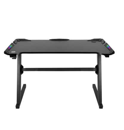 Birou gaming Smart Collection idealSTORE Dimensiuni 120 x 60 x 70 cm, Cadru metalic stabil, Iluminare LED, Accesorizat cu suport pentru casti, Picioare reglabile, Echipat cu sistem de gestionare a cablurilor, Culoare Negru
