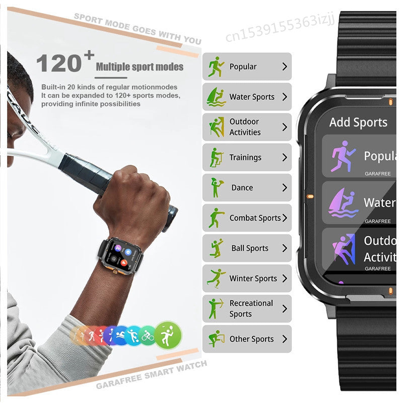 Ceas Smartwatch StrongCollection IdealStore, Ecran Tactil 1.83 inch, Notificari Mesaje si Retele Sociale, Preluare Apeluri BT, Microfon si Difuzor incorporat, Monitorizare Somn, Tensiune arteriala, Multi-Sport, IP67, Alarma, Android-IOS, Black Edition