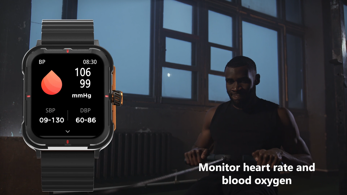 Ceas Smartwatch StrongCollection IdealStore, Ecran Tactil 1.83 inch, Notificari Mesaje si Retele Sociale, Preluare Apeluri BT, Microfon si Difuzor incorporat, Monitorizare Somn, Tensiune arteriala, Multi-Sport, IP67, Alarma, Android-IOS, Black Edition