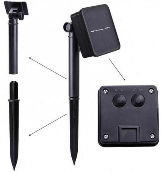 Instalatie Profesionala idealSTORE, Panou solar 2v 100 mA, Acumulator incorporat, 100 Led-uri cu luminca calda 9,9 m, control exterior, 8 Functii de iluminat, Protectie IP44, Lumina Multicolor