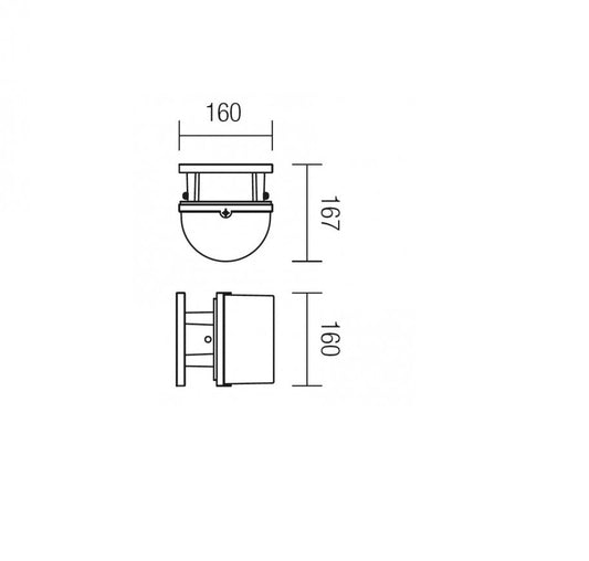 Aplica pentru exterior idealSTORE MARTIAL COLLECTION, Structura metalica si dispersor din policarbonat fumuriu, Dimensiuni 160 x 160 x 167 mm, Dotat cu o sursa cu dulie E27 pentru o putere maxima 42W, Grad de protectie IP44, Design modern