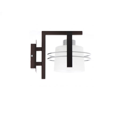 Aplica pentru interior idealSTORE KARRE COLLECTION, Structura de lemn, Ornament metalic si Abajur din sticla, Dimensiuni 270 x 270 x 230 mm, Dotat cu o sursa cu dulie E27 pentru o putere maxima de 60W, Echipata cu grad de protectie IP20