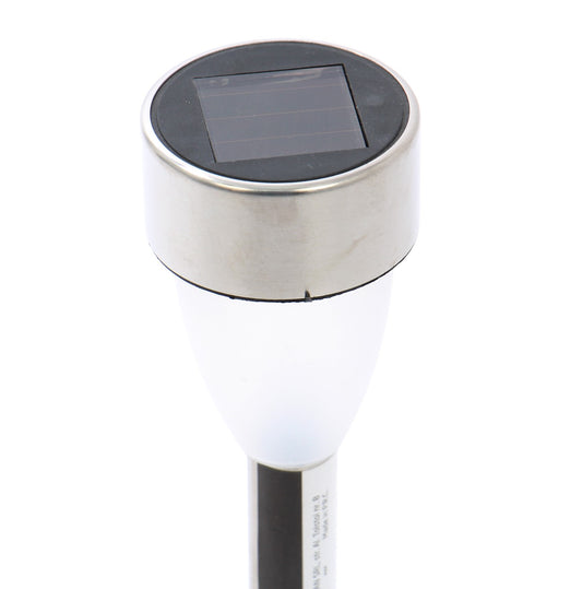 Lampa solara pentru gradina IDL, Design tip stick, Modelul este realizat din INOX, Prevazuta cu LED de culoare alba si acumulator 1 AAA 600mAh, Ideala pentru iluminatul pe timp de noapte al gradinii, gazonului, curtii