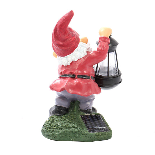 Lampa solara pentru gradina IDL, Dimensiuni: 148 x 190 x 280mm, Tip material-Rasina, Modelul prezinta un pitic cu un felinar in mana, Ideala pentru curte, terasa sau gradina, Aduce un plus de vitalitate si veselie indiferent de amplasare