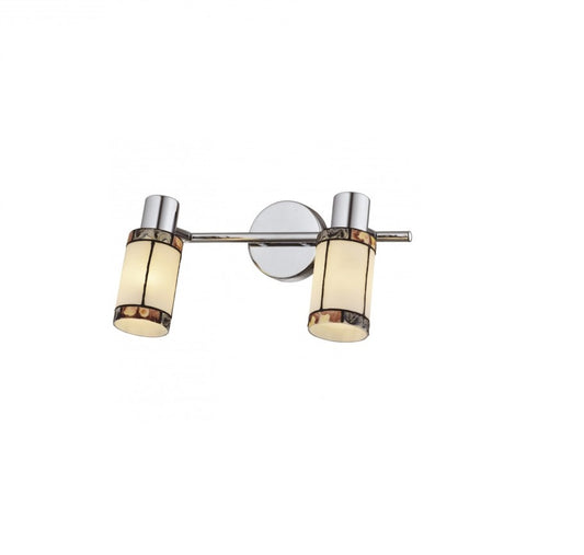 Aplica pentru interior idealSTORE AMBIX COLLECTION, Structura metalica si doua abajururi din sticla, Dimensiuni 300 x 170 x 190 mm, Dotat cu doua surse cu dulie E14 pentru o putere maxima de 2 x 40 W, Echipata cu grad de protectie IP20, Design modern